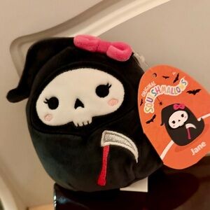 Squishmallows JANE Black Grim Reaper w/Pink Bow PLUSH HALLOWEEN NWT